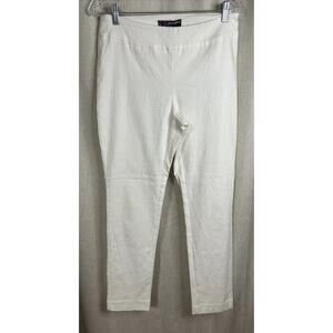 Peck & Peck - Women’s White Textured Pull-On Pant - Size 12 - Stretch